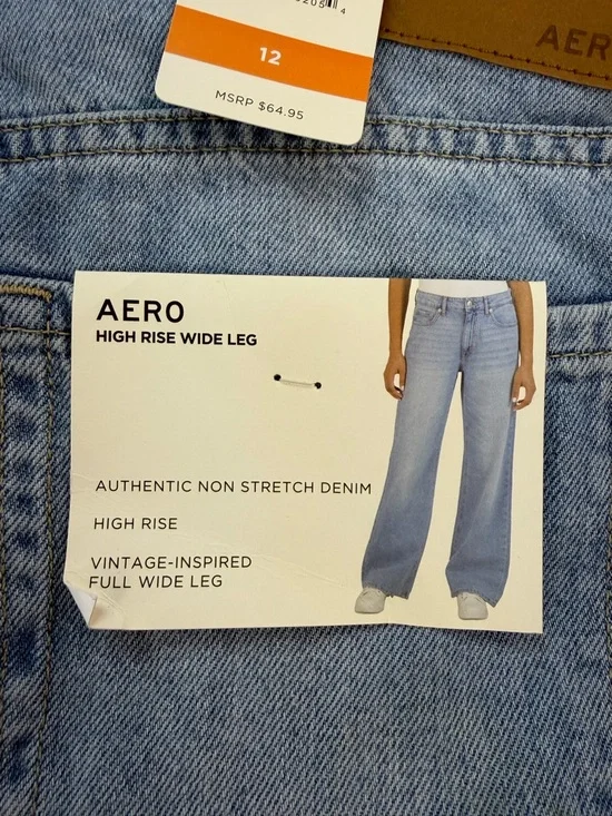 Aeropostale Women's High Rise Wide Leg Jean Size 12 Medium Wash - Picture 4 of 10